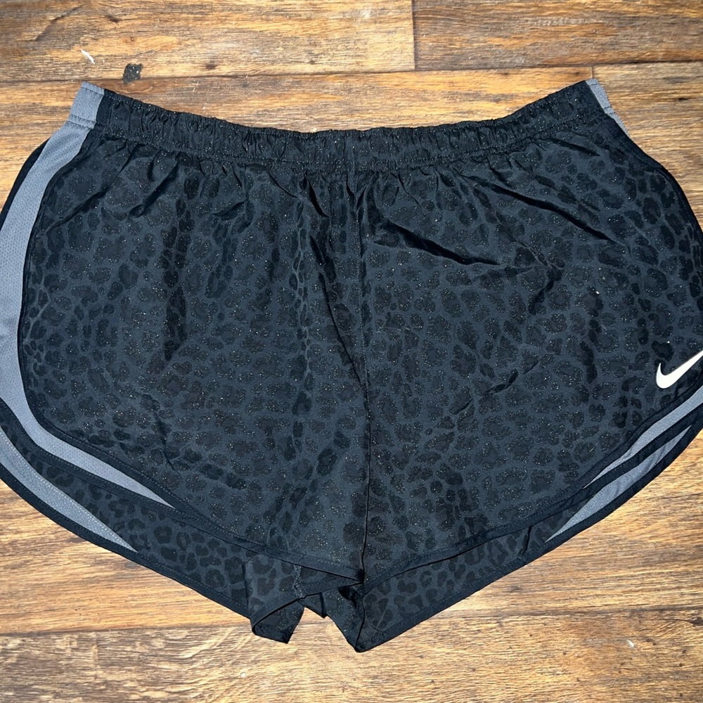 nike black cheetah prink shorts